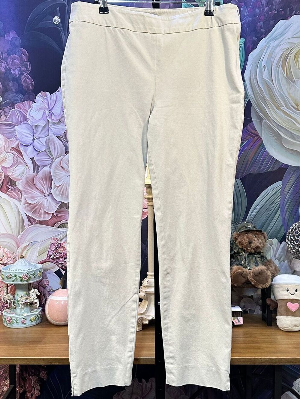 Talbots 8 Stretch Chatham Ankle Pants Side Zip Preppy Old Money Minimalist Ivory